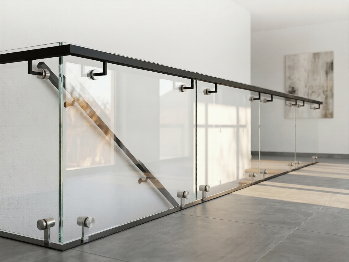 Szklane balustrady przy schodach
